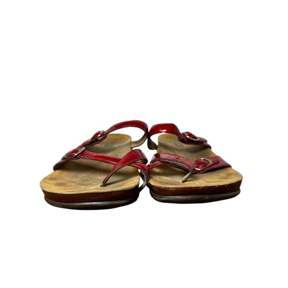 SAS Shelly Toe Loop Red Patent Leather Sandals Women’s 8M Comfort Orthotic Slip - Picture 5 of 10